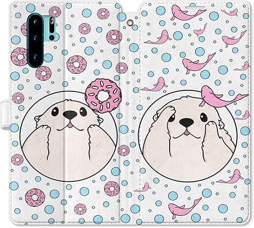 Funda de repuesto para Huawei P30 Pro P30 Mate 30 Pro Mate 30 Mate 20 Pro Mate 20 Adorables Nutrias Burbujas Lindo Bisquit Magnético PU Cuero Folio