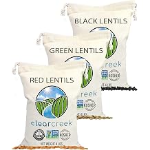 CLEAR CREEK Black, Red and Green Lentils | 12 LBS 3-4 lb bags | Non-GMO | 100% Non Irradiated | Kosher | USA Grown | Vegan