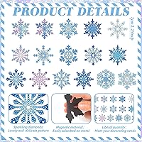 Vista 4 de Umigy Juego de 16 imanes de arte de diamantes de copo de nieve 5D, imanes de pintura de diamantes de copo de nieve para refrigerador, calcomanías