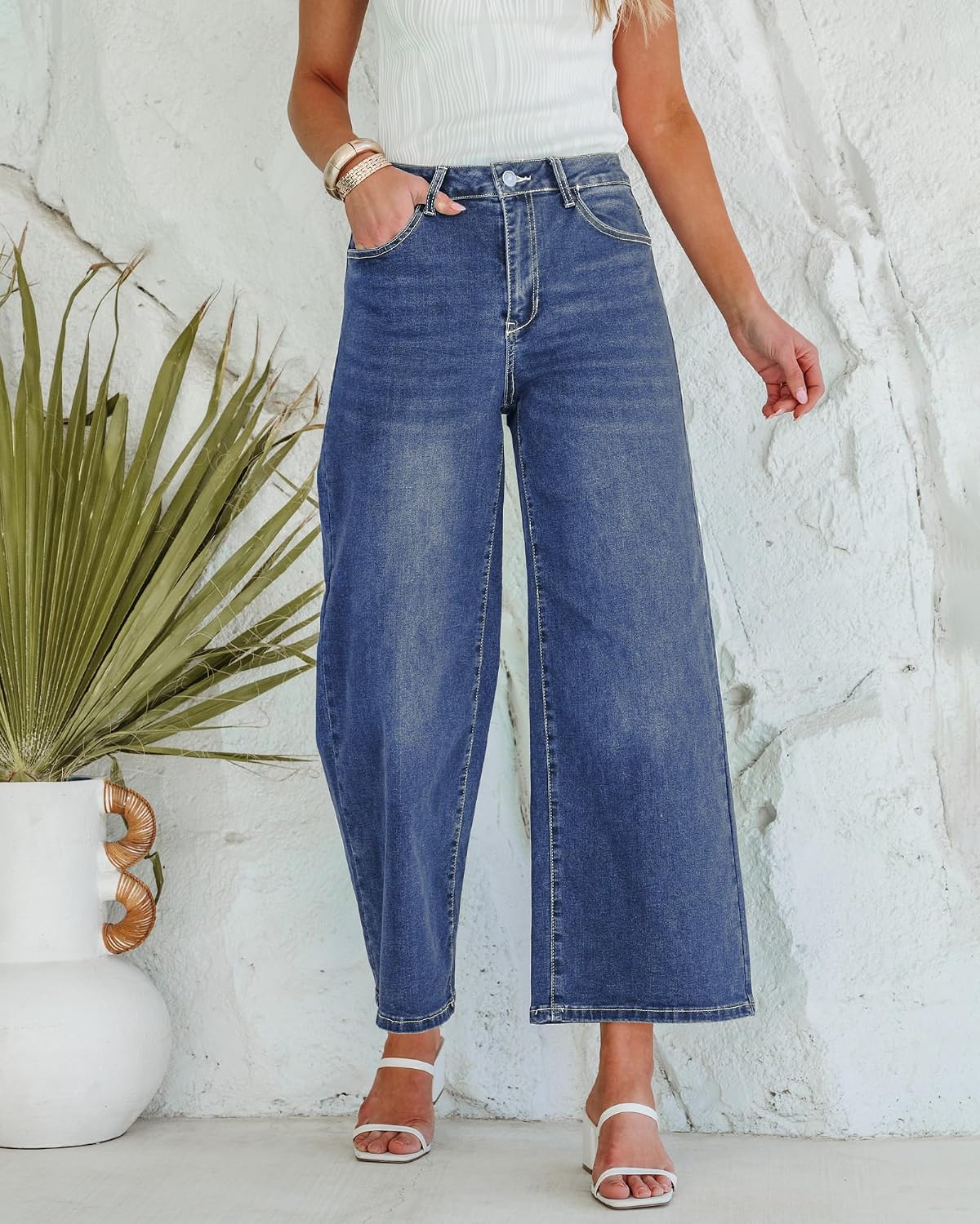 luvamia Wide Leg Jeans for Women High Waisted Relaxed Fit Trendy Stretchy Denim Pants Ankle Trouser Jeans with Pockets image 5