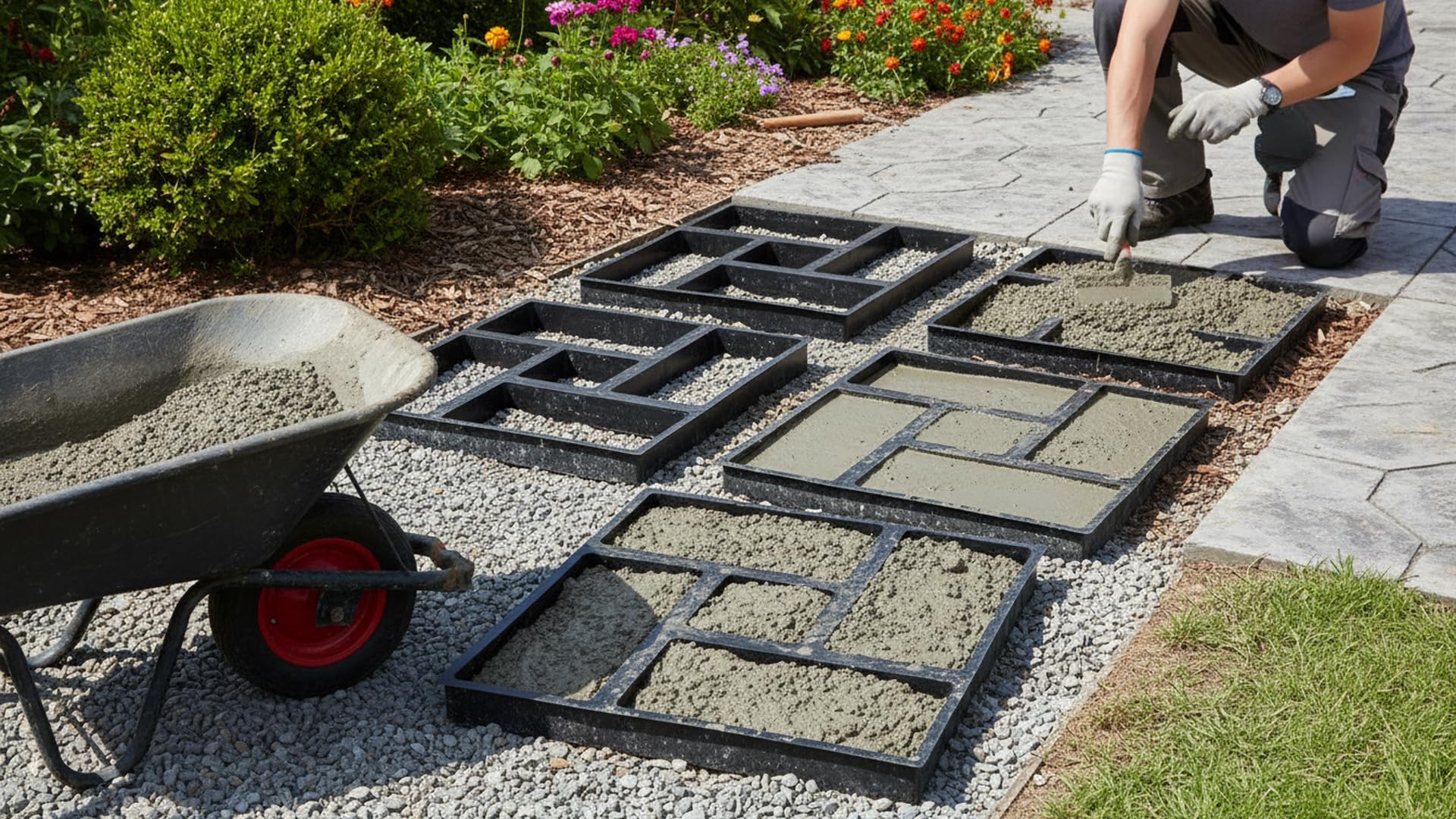 generic Molde de Plástico Reutilizable para Pavimento de Jardín, Camino de Hormigón para Patio, Pasarela y Suelo, Molde Duradero, Ligero y Fácil de Usar para Proyectos de Paisajismo en