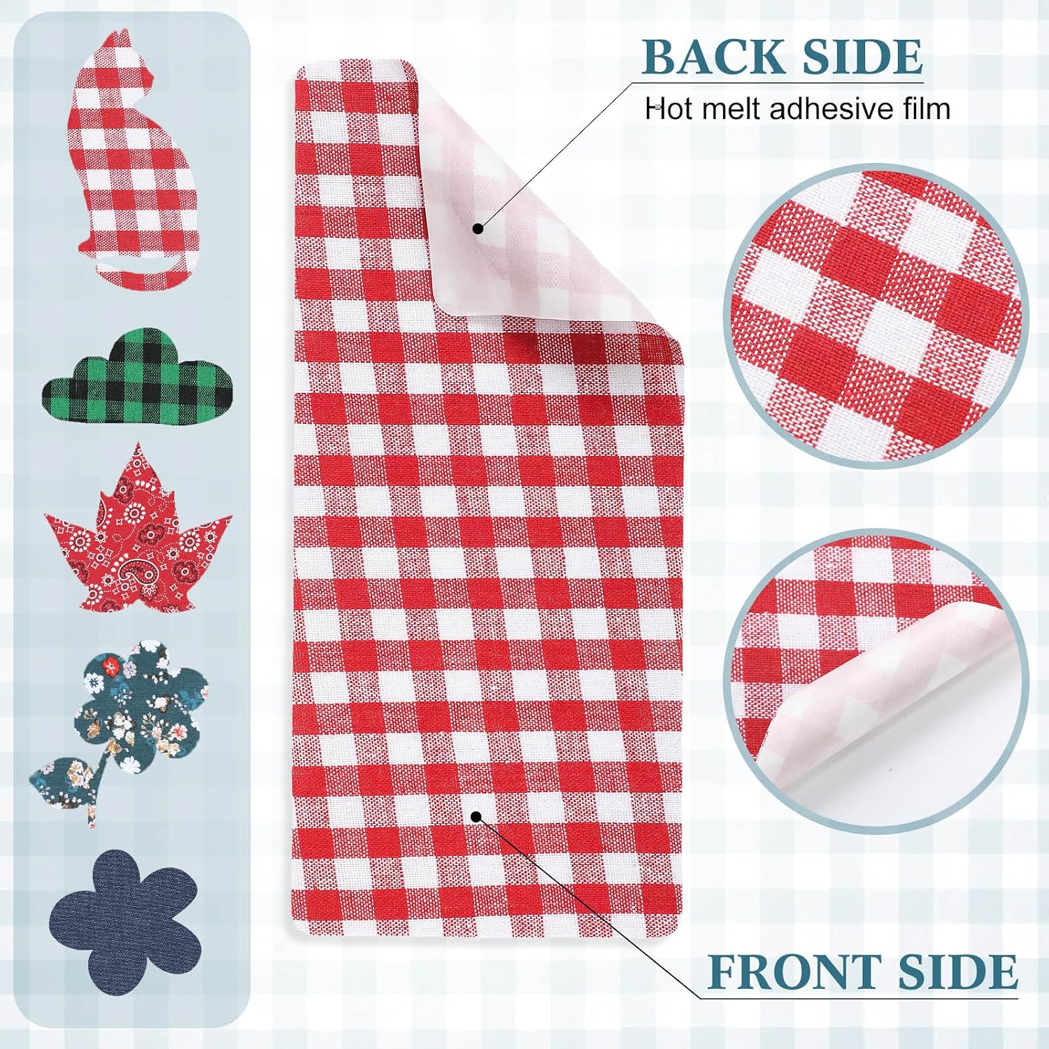 Syhood 15 Sheets Iron-on Patches Mending Fabric 4.92 x 11 Inch Iron on Clothes Patches on Repair Kit for Mending Fix Couch Pants Pockets Holes Knees Elbow(Cute)