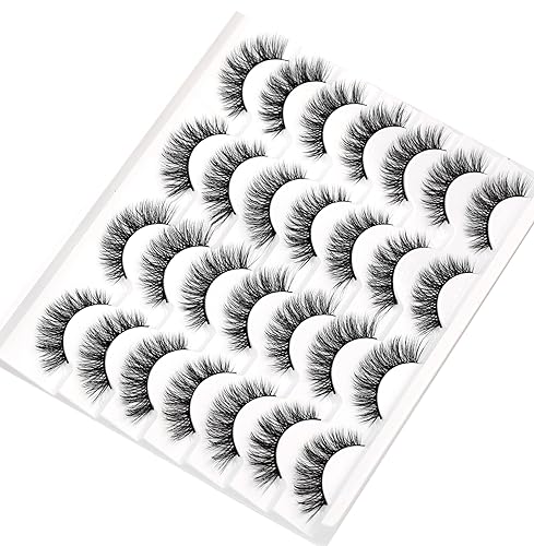 Miniatura 9 de Pooplunch Pestañas postizas esponjosas de ojo de gato, pestañas postizas cortas 8D naturales de volumen completo, pestañas postizas de visón