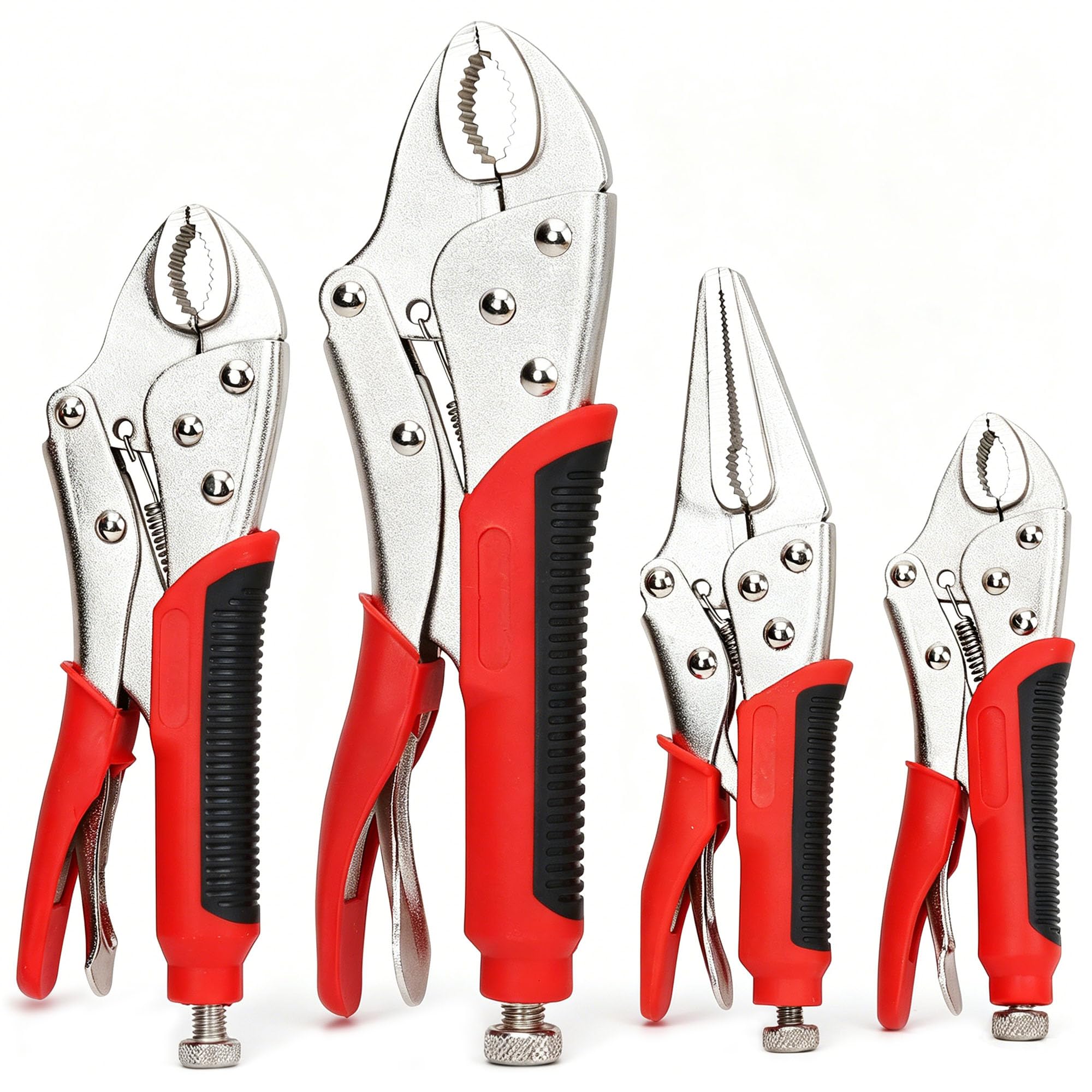 FASTPRO 4-częściowy zestaw szczypiec blokujących z wytrzymałym uchwytem, 12,7 cm, 17,8 cm i 25,4 cm, w zestawie szczypce blokujące długie 15,4 cm, zestaw kluczy imadła