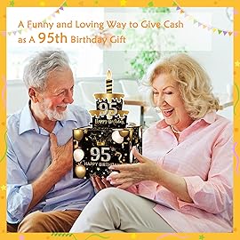 Meiidoshine 95th Birthday Money Box for Cash Gift, Surprise Pull Out Money Gift Box with 100Pcs Transparent Bags - Fun Ways to Give Cash as A 95th Birthday Gift for Girls Boys