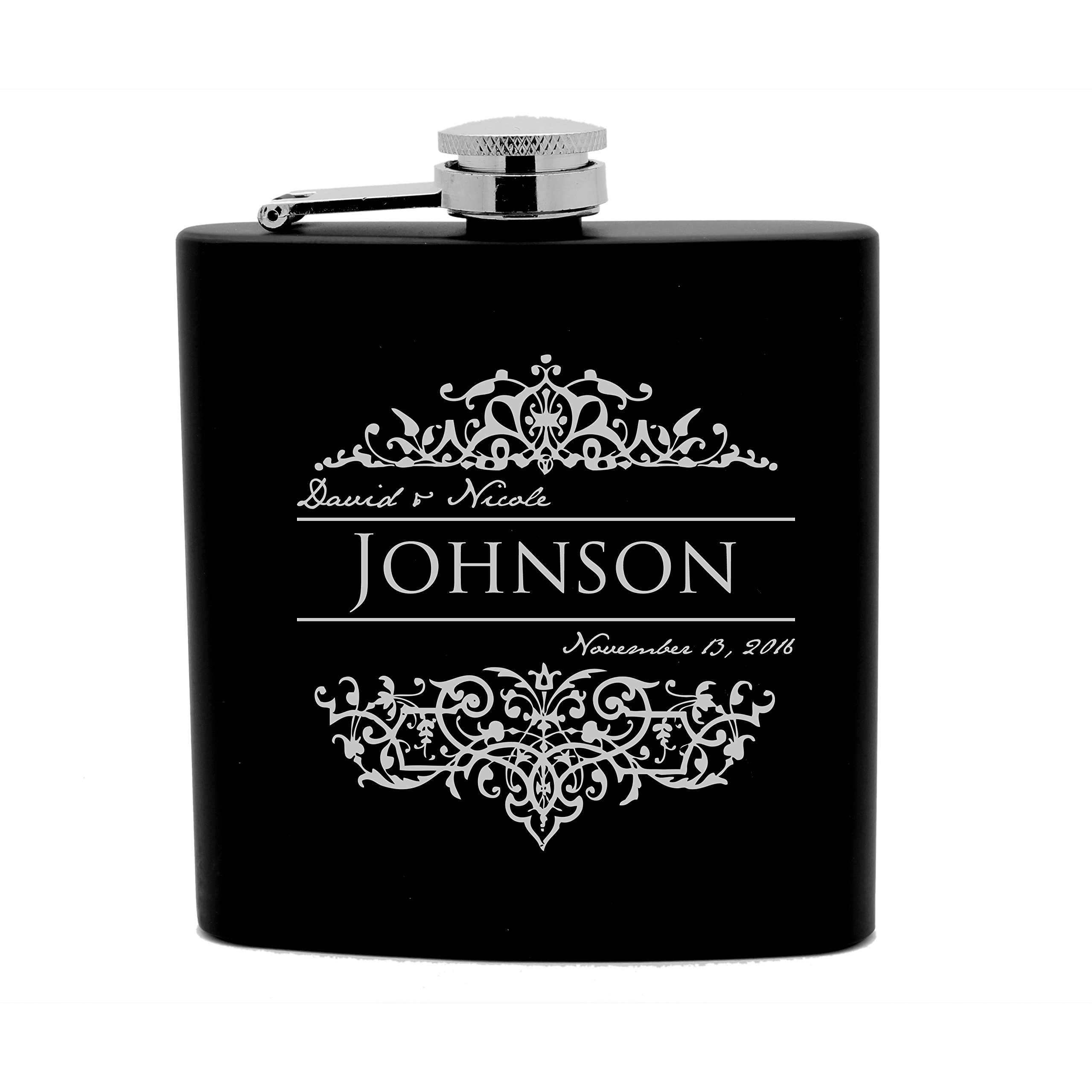 Flasque personnalisée acier noir 177 ml pour vos randonnées