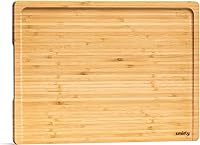 Vista 23 de SMIRLY Tabla de cortar de madera, juego de tablas de cortar de bambú, tabla de cortar y tablas de cortar de madera para cocina, tabla de cortar