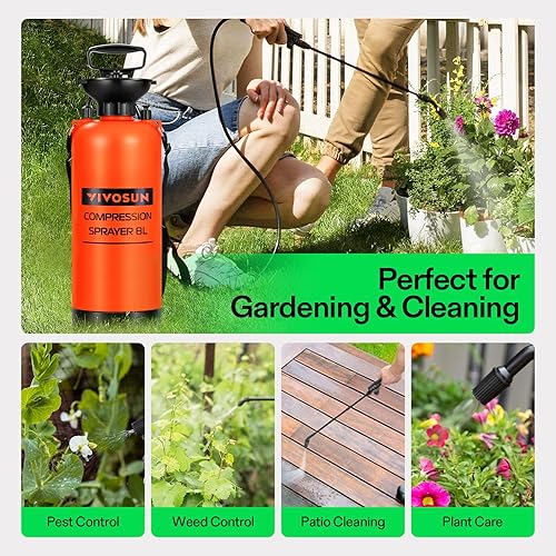 Miniatura 24 de Pulverizador de mano VIVOSUN para jardines y césped de 0,8 – 2,0 galones con válvula de seguridad de presión y correa de hombro graduable Naranja