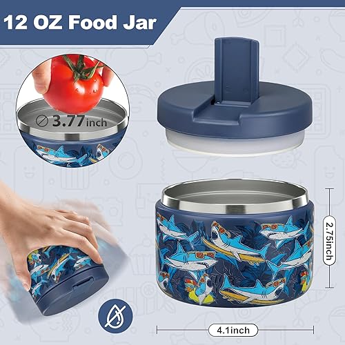 Miniatura 4 de Termo de sopa para niños de 12 onzas para comida caliente, recipiente aislado al vacío con tapa de hebilla, de acero inoxidable, boca ancha, a