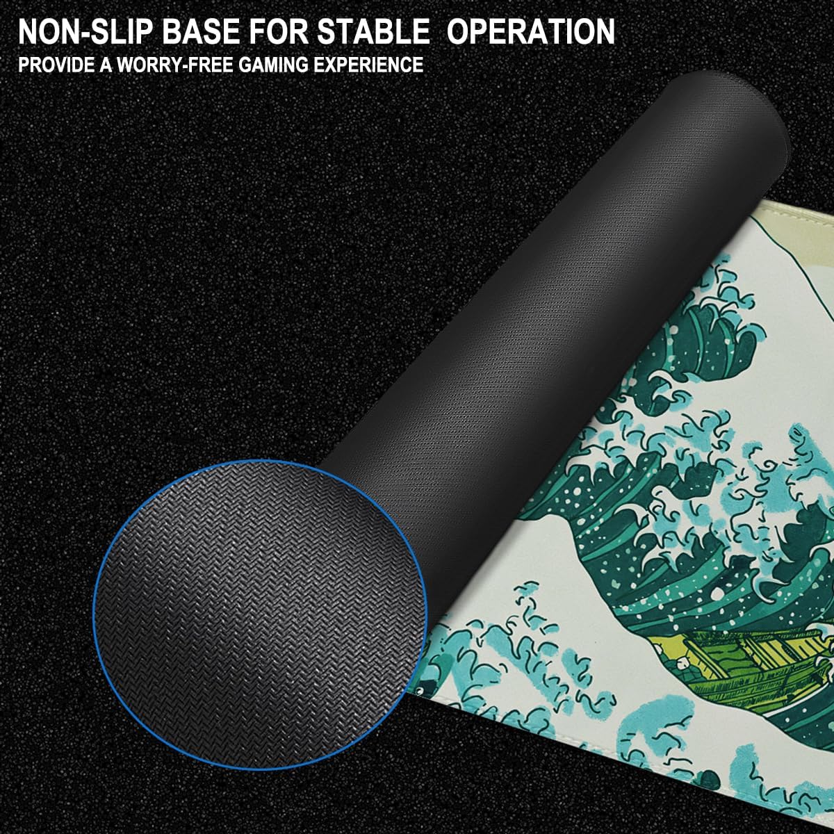 Large Extended Gaming Mouse Pad, 31.5" x15.7" Large Mat with Superior Micro-Weave Cloth, Water Resist Keyboard Mousepad with Non-Slip Base, Laptop Pad for Office Home Gaming, Waves image 5