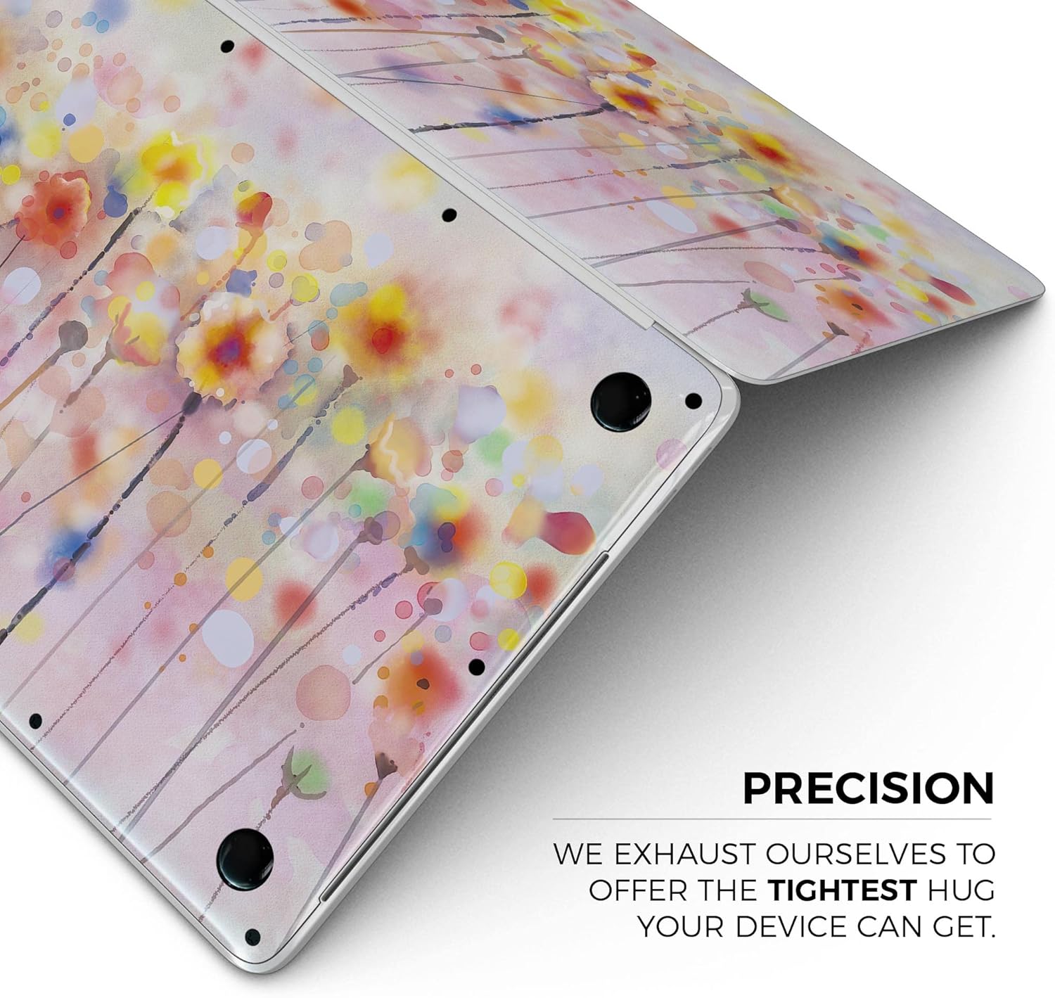 DesignSkinz - Drizzle Watercolor Flowers V1 - Full-Body Wrap Protective Decal Skin Kit Compatible with MacBook 13" Pro M1 (A2338)