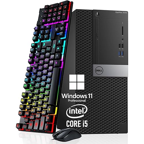 Dell OptiPlex 3040 Mini Tower Desktop Computer PC, Quad-Core i5-6500 up to 3.6 GHz, 8GB RAM, 256GB SSD, Keyboard and Mouse, WiFi, BT, Windows 11 Pro (Renewed)