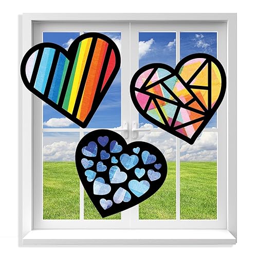 VHALE Suncatchers Craft 3 Sets (9 Cutouts) w Tissue Papers
