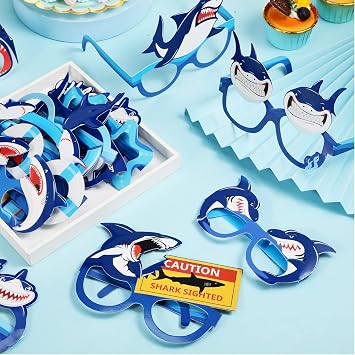 Liliful 32 Pcs Shark Party Eyeglasses for Kid, Ocean Sea Photo Booth Prop