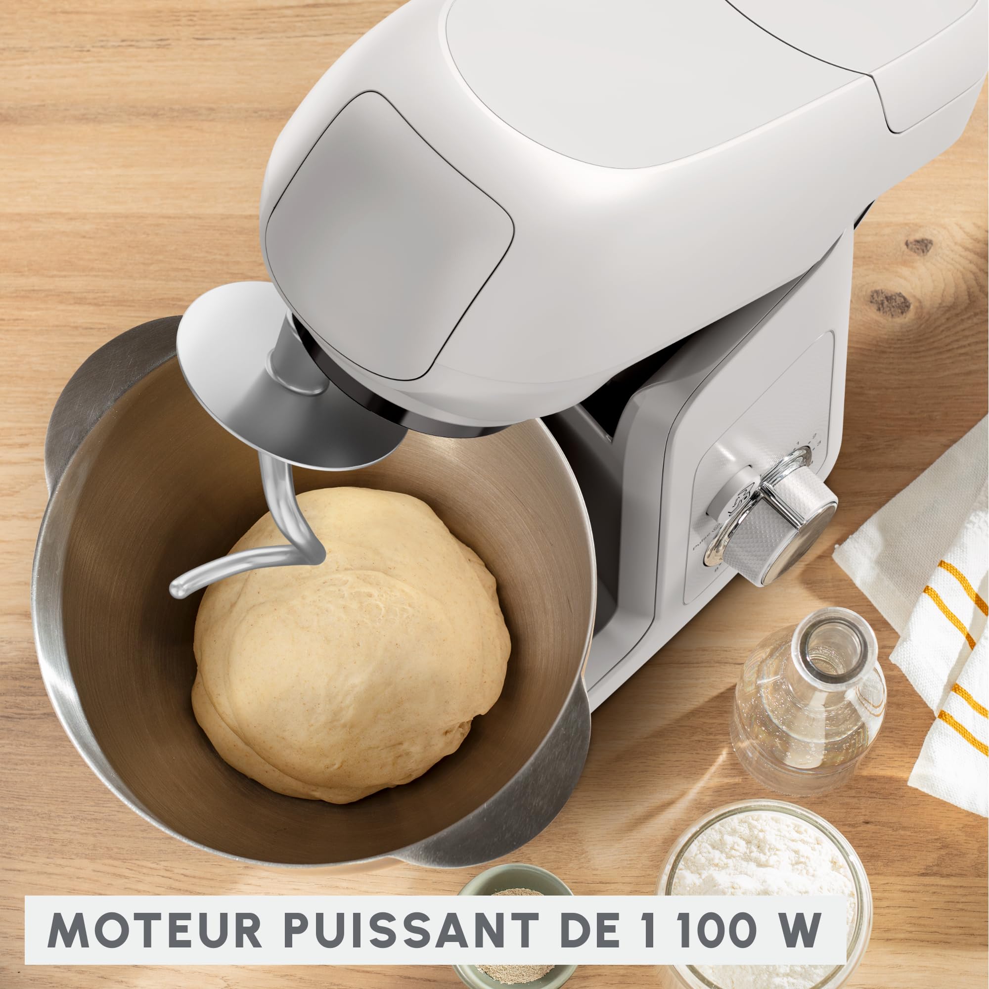 Moulinex Bake Partner, Kitchen Machine, potente amasadora planetaria de 1100 W, rendimiento duradero, kit de accesorios BakeGood, QA521B25