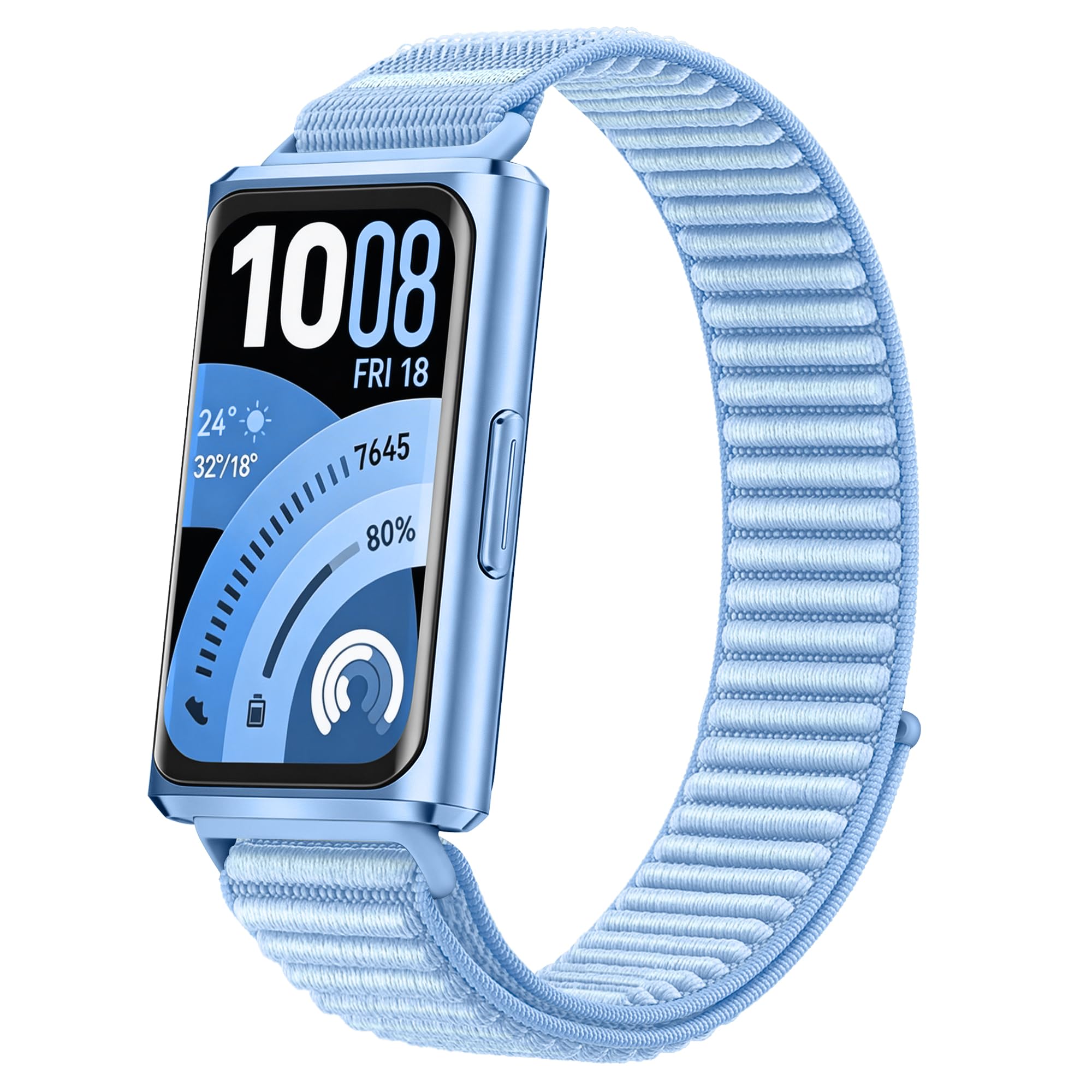 Slim Nylon Watch Strap Compatible with Huawei Band 11/11 Pro NFC, Nylon Replacement Band with Hook and Loop Fastener, Soft Breathable Lightweight for Women (No Watch)-image-44