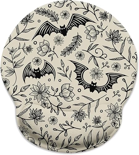 Alfombrilla de mouse ergonómica de murciélago gótico con reposamuñecas, alfombrilla de mouse para juegos con soporte de muñeca, divertida