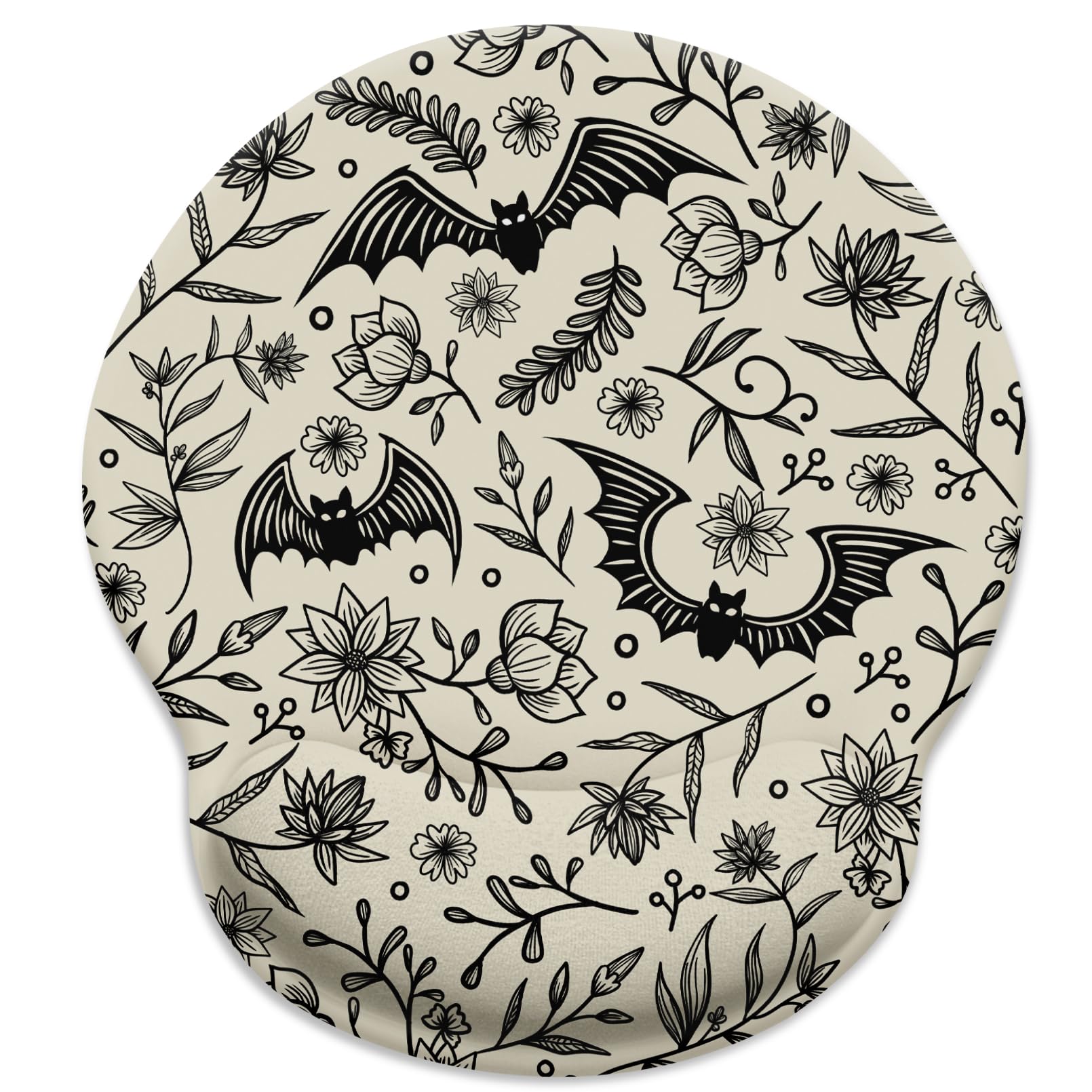 LIMKRIAN Goth Bat Ergonomic Mouse Pad with Wrist Rest, Gaming Mouse Pad with Wrist Support, Funny Computer Mousepad with Non-Slip Pain Relief PU Base,