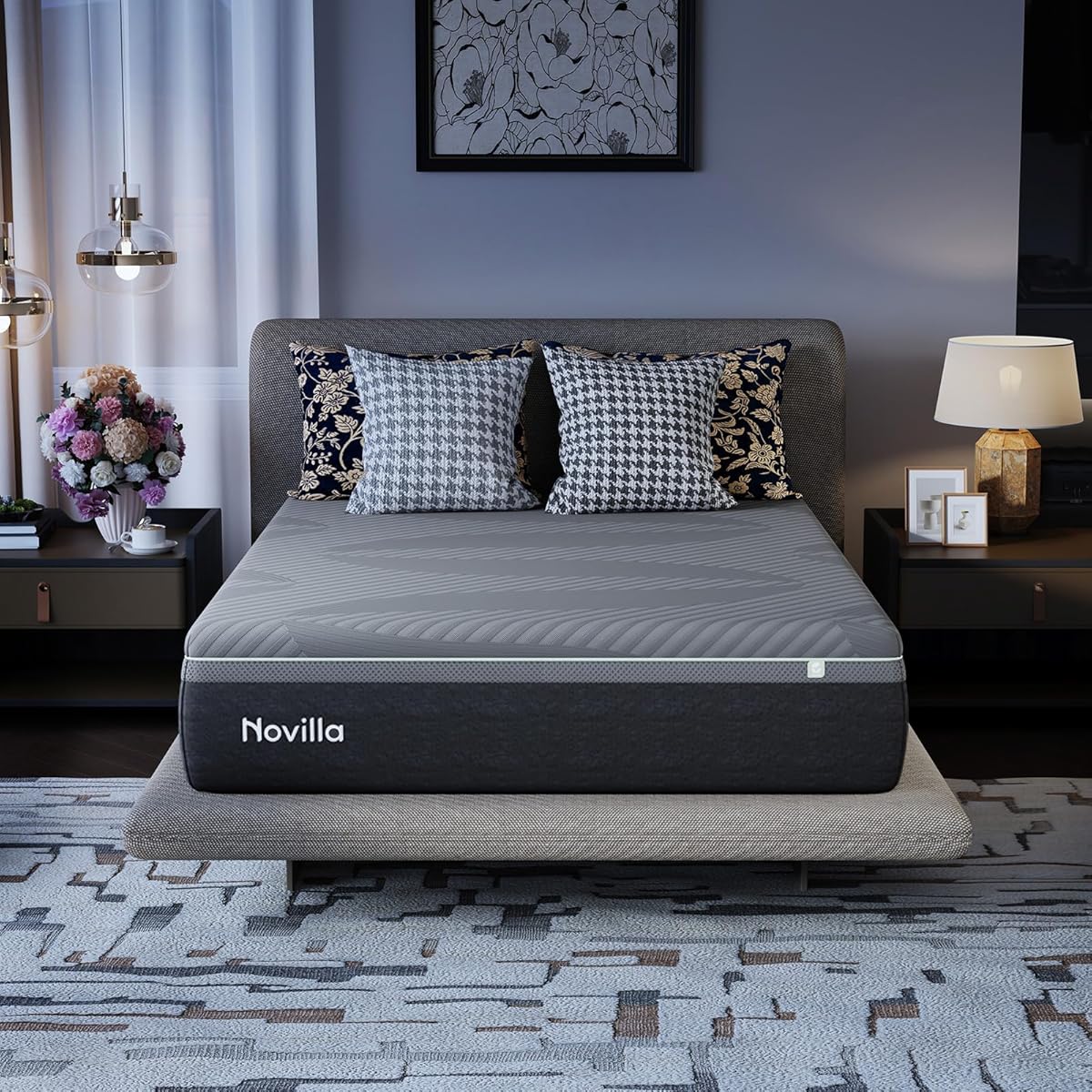 Novilla AiryFlow 12 Inch Queen Size Mattress, Gel Memory Foam Queen Mattress for Cool Night, Spinal Alignment & Pressure Relief, Queen Mattress in a Box, CertiPUR-US Certified, Medium Firm