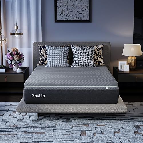 Novilla AiryFlow 12 Inch Queen Size Mattress, Gel Memory Foam Queen Mattress for Cool Night, Spinal Alignment & Pressure Relief, Queen Mattress in a Box, CertiPUR-US Certified, Medium Firm