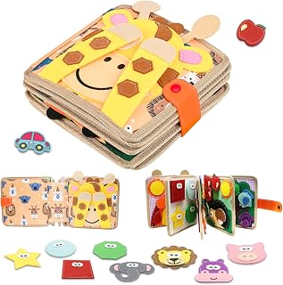 Busy Board från 1 år, sysselsättningsbok för småbarn, gör-det-själv-filt sysselsättningsbok, 3D-aktiviteter tygbildbok, förskola pedagogisk leksak, sysselsättningsbok med livskompetenser (REH)