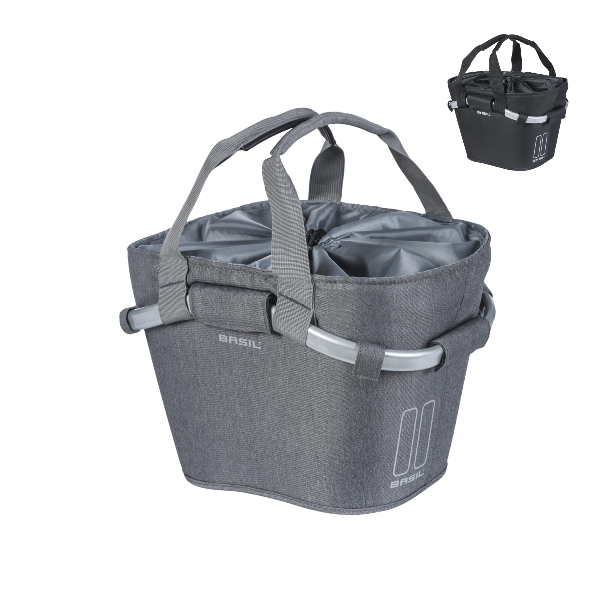 Basil Classic Carry All Klickfix Front Basket, Grey Melee, 15 Litre