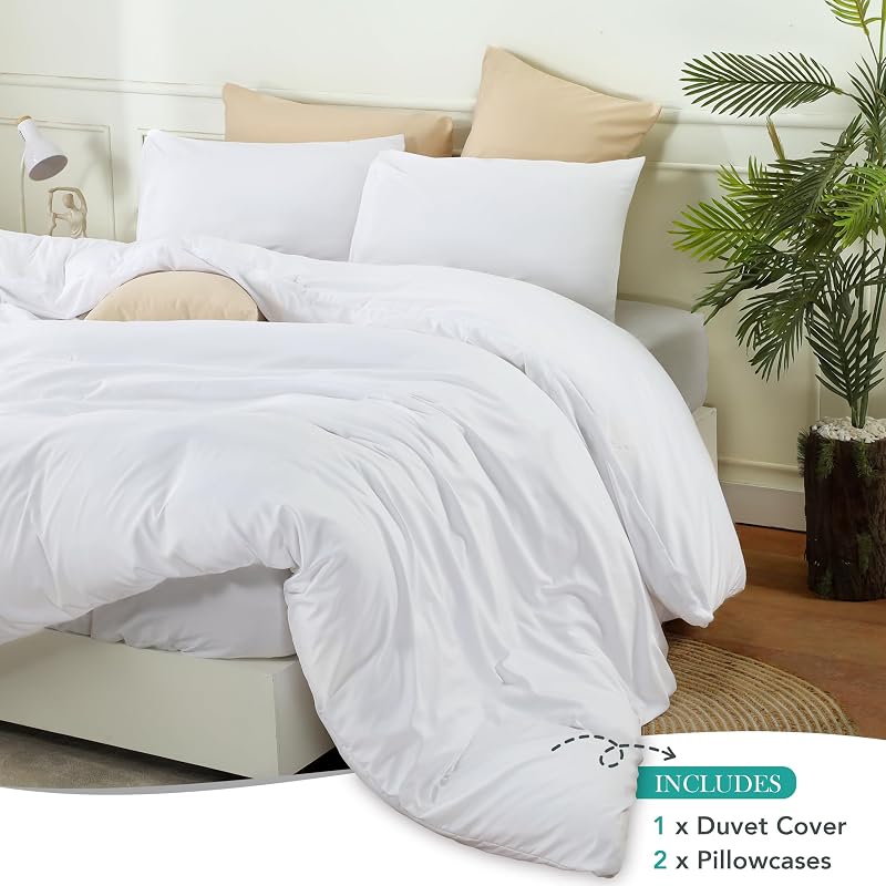 Utopia Bedding Duvet Cover Set with Pillowcases - 3 Pieces Bedding Duvet Cover with Zipper Closure - 1 Duvet Cover with 2 Pillowcases - Soft Brushed Microfiber (Queen, White) image 3
