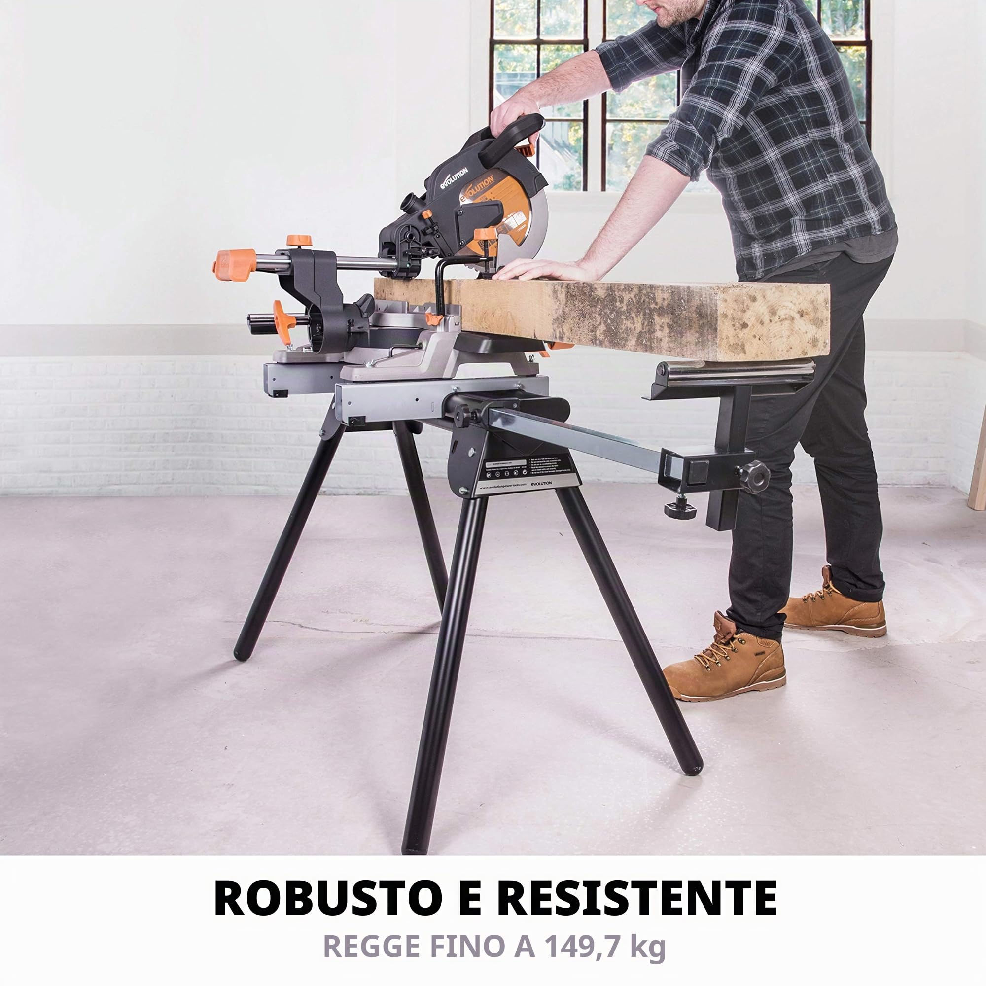 Evolution Power Tools - Supporto troncatrice con estensioni, Nero