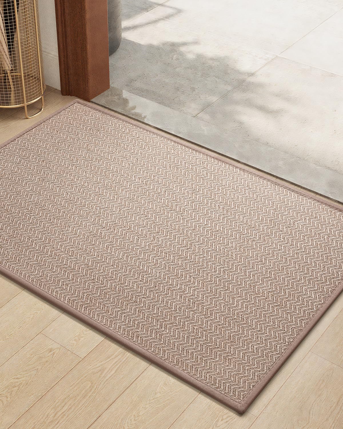 Color&Geometry Thin Indoor Entrance Mats for Home, 24"x36" Indoor Mats for Entryway Non Slip Rubber Backing, Dirt Trapper Door Rugs for Entryway Indoor 2x3 Washable Indoor Outdoor Rugs, Beige