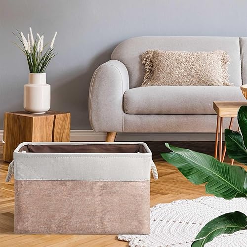 Miniatura 6 de 6 cubos de almacenamiento pequeños plegables con asas de transporte resistentes, multiusos, organizador para el hogar, oficina, guardería (blanco,