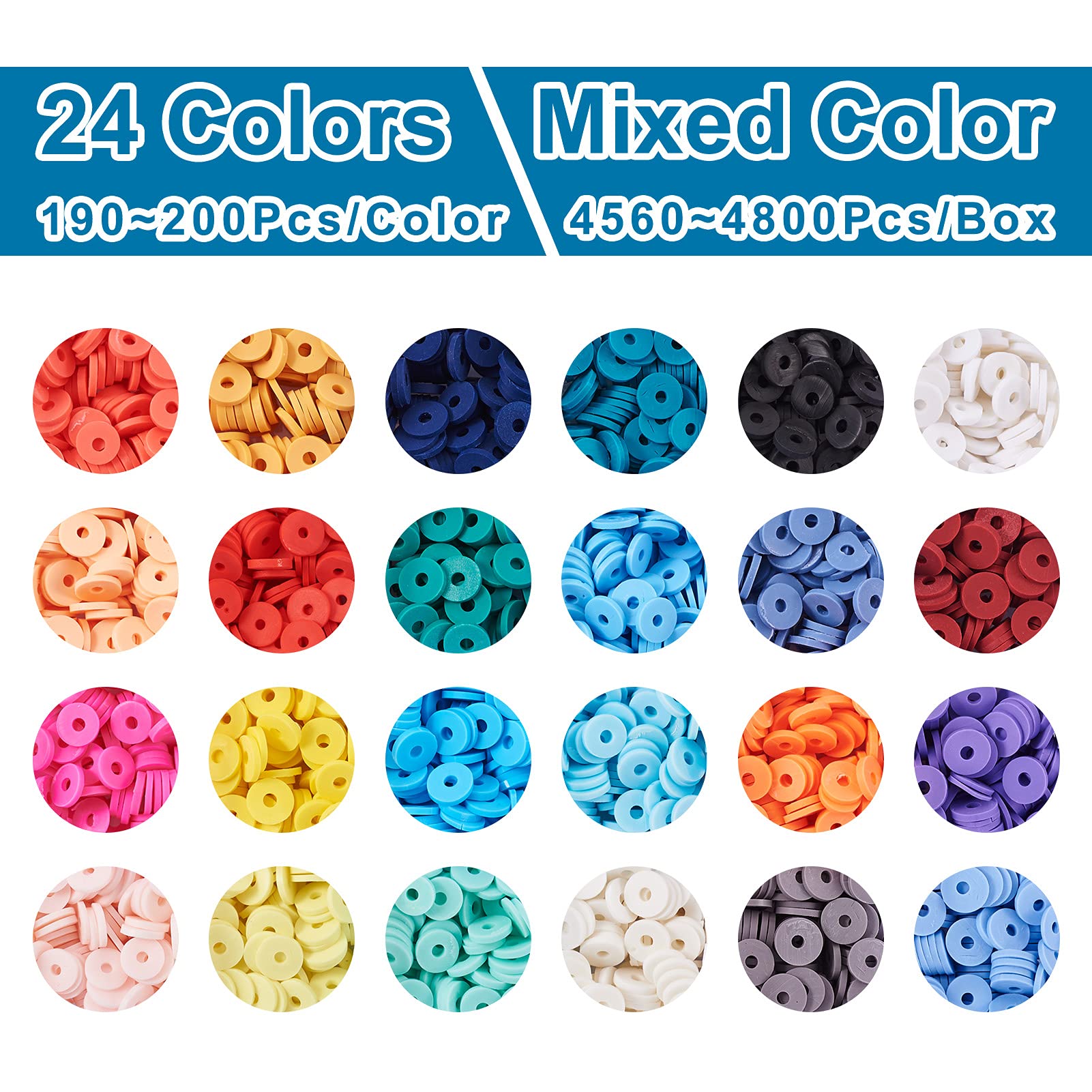 2470 Perline Heishi In Argilla Polimerica 6mm – 13 Colori Con Lettere Acriliche Per Gioielli Fai Da Te