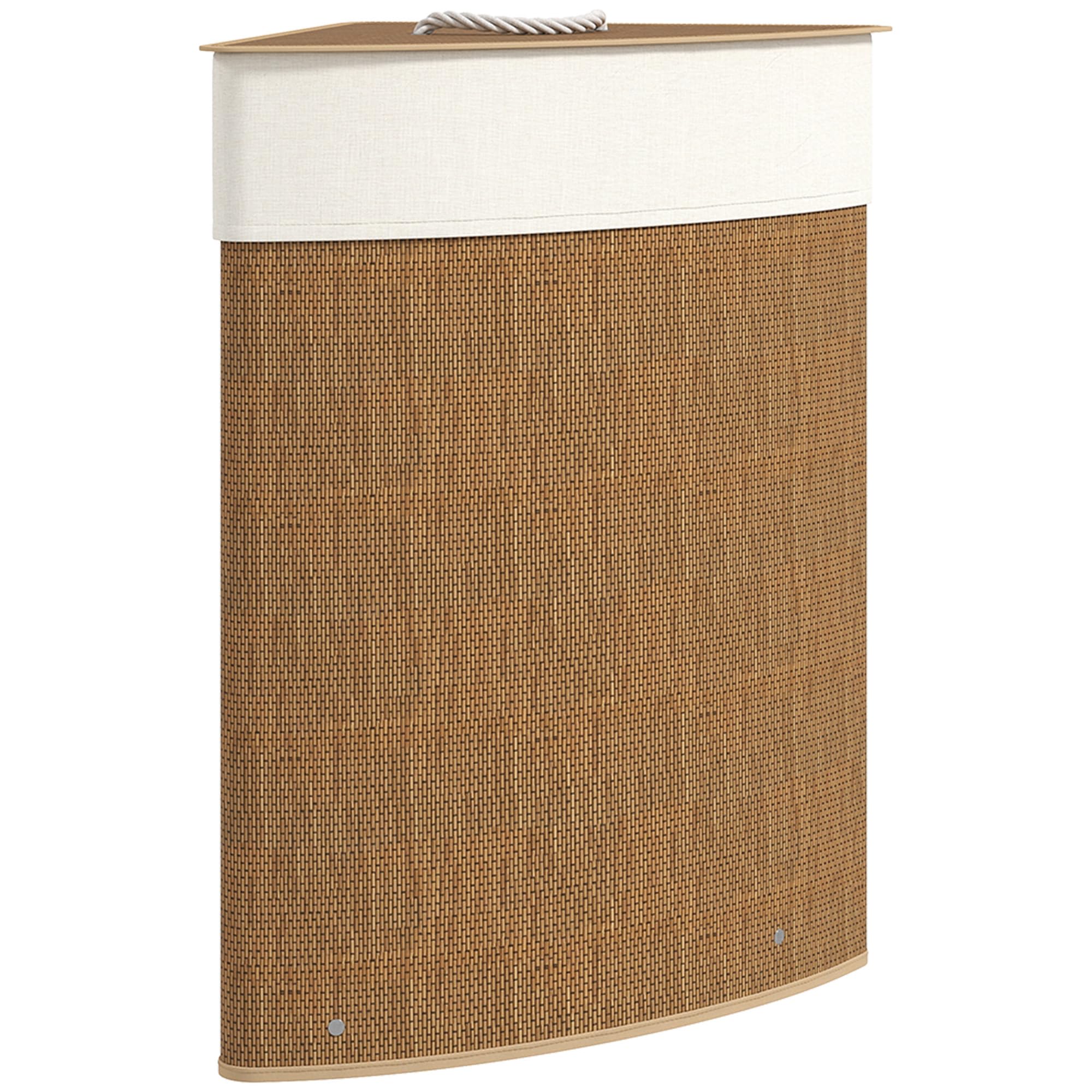 HOMCOM Cesto Portabiancheria Angolare da 55L con Sacco Estraibile e Coperchio Removibile, Cesta per la Biancheria in Bambù, 35x35x60 cm, Marrone