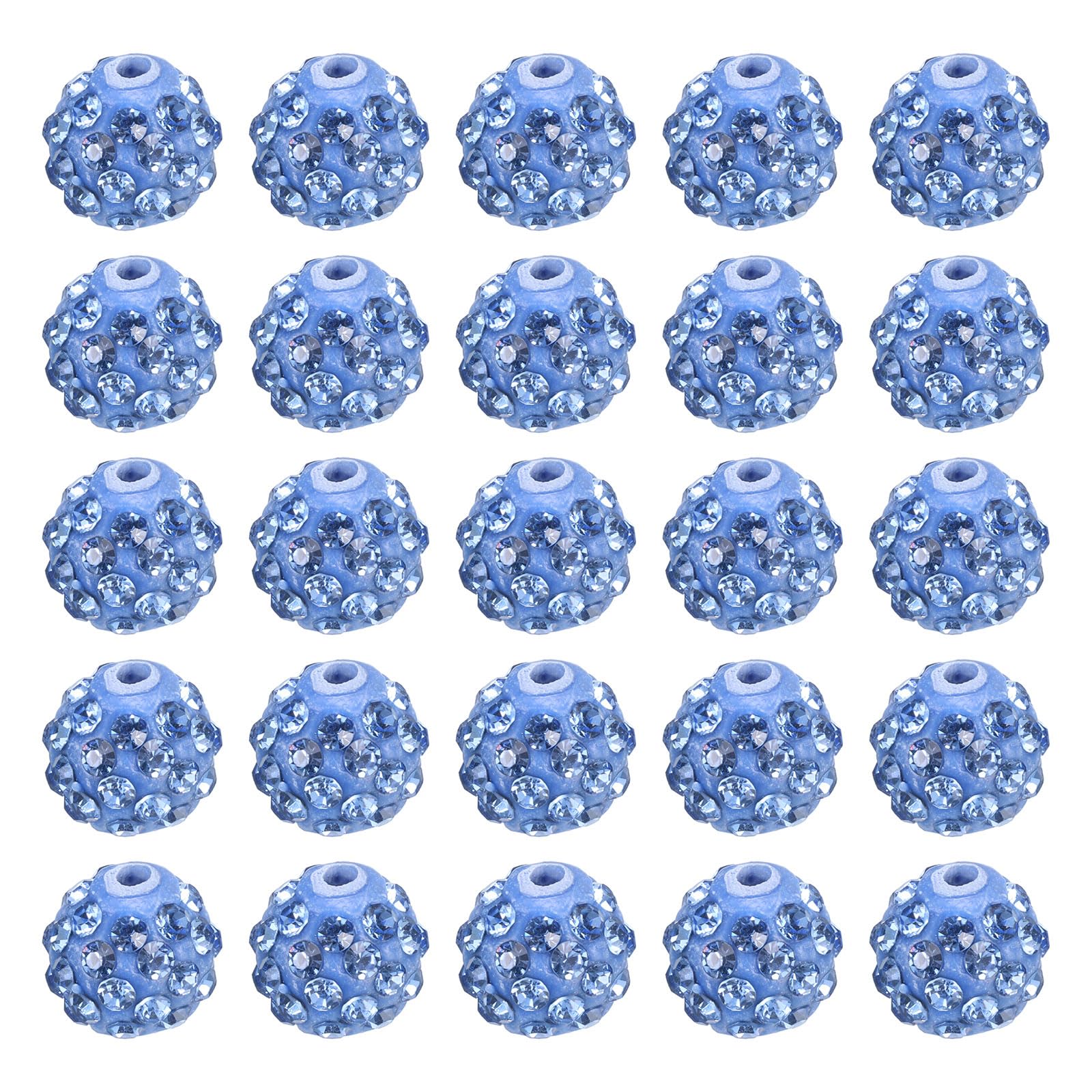PATIKIL 10mm Crystal Disco Rhinestone Bead, 25Pcs Crystal Rhinestone Pave Disco Round Ball Polymer Clay for DIY Jewelry Making Bracelet, Light Blue — image 1