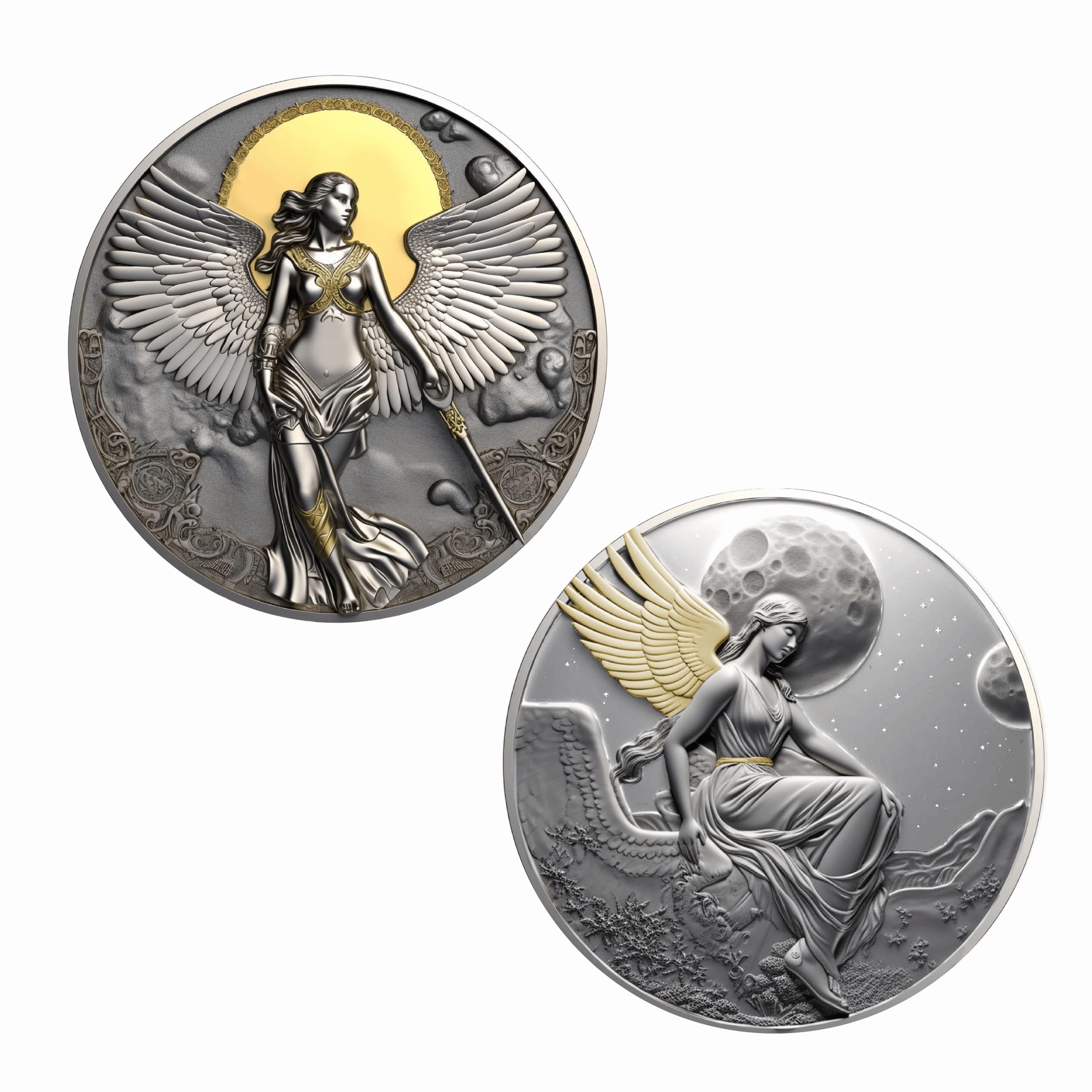 Azura Magic Angel Guidance Coin Yes or No Coin Flip A Coin Challenge Coin  Lucky Coin Decision Maker Dual Tone Gold and Silver Coin : Buy Online at  Best Price in KSA -