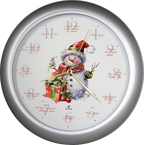Vista 10 de JUSTIME Reloj de pared de caoba de 14 pulgadas con 12 villancicos de Navidad, elegancia atemporal Wsh Caoba