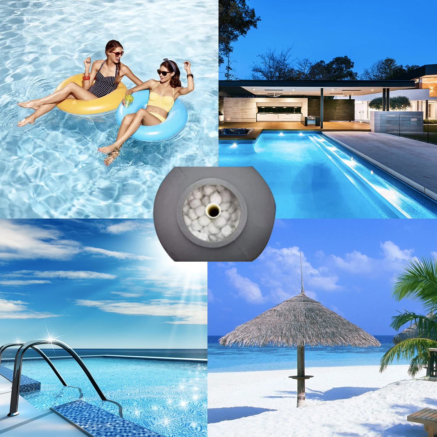 Sfere filtranti per sistemi di filtraggio a Sabbia, Sfere filtranti per Piscina da 700 g per sostituzioni di Sabbia filtrante da 25 kg, Adatte per filtri per Piscina(700g) (1400)