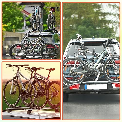 Miniatura 7 de Correas para portabicicletas, 8 unidades, reutilizables, ajustables, estabilizadoras de ruedas, correas de amarre para bicicleta para rack de