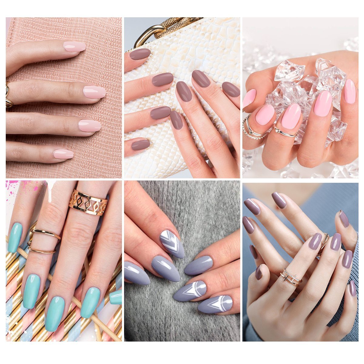 Vishine Komplettset Nagellack mit 48W Professionelle LED Lampe Nageltrockner (Nagelfeile, 6 Farben Nagellack Gels, Top Grundlage Coat, Maniküre Werkzeug Zubehör Nail Art Set
