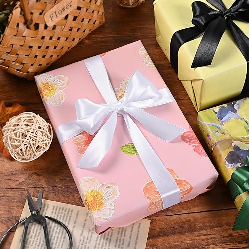 Miniatura 373 de Cinta de satén rosa polvoriento de doble cara de 1/4 pulgadas x 50 yardas, cintas de poliéster polvorientas para envolver regalos, cinta de tela