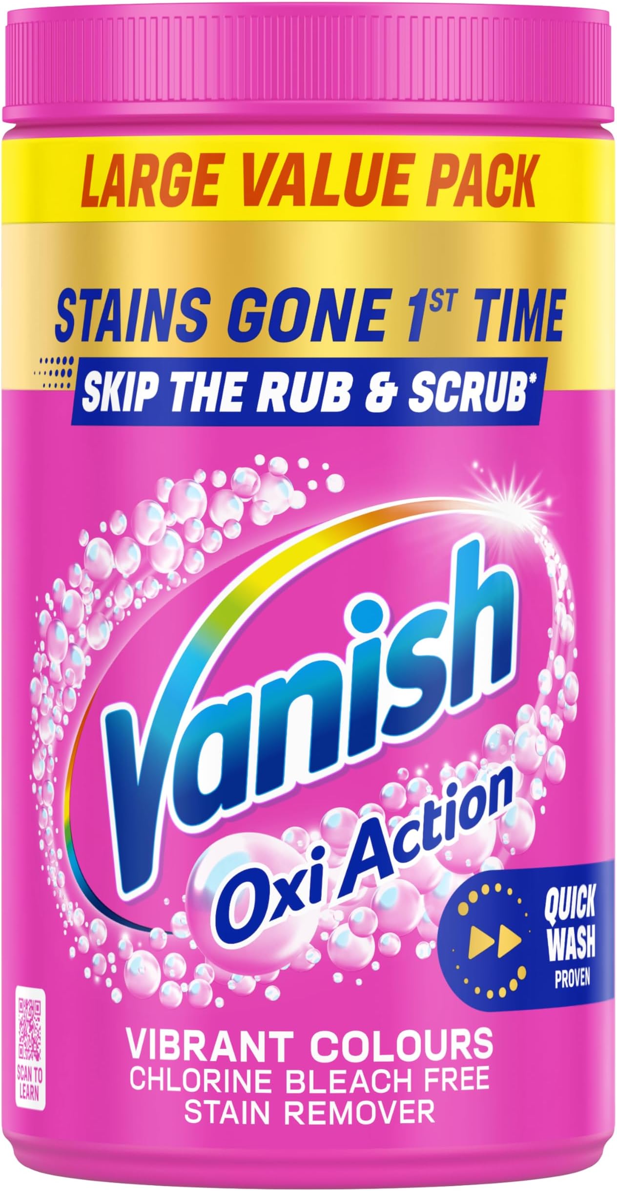 Gold Oxi Action Stain Remover Powder for clothes, 1.41kg, No Pre-Treat Needed, Safe on Colours & Whites