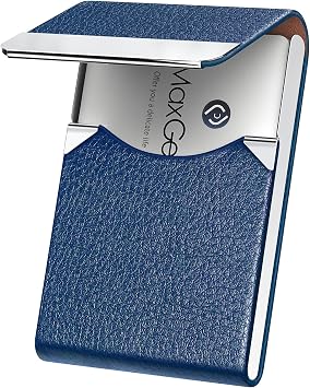 MaxGear Business Card Holder, PU Leather Business Card Case, Blue