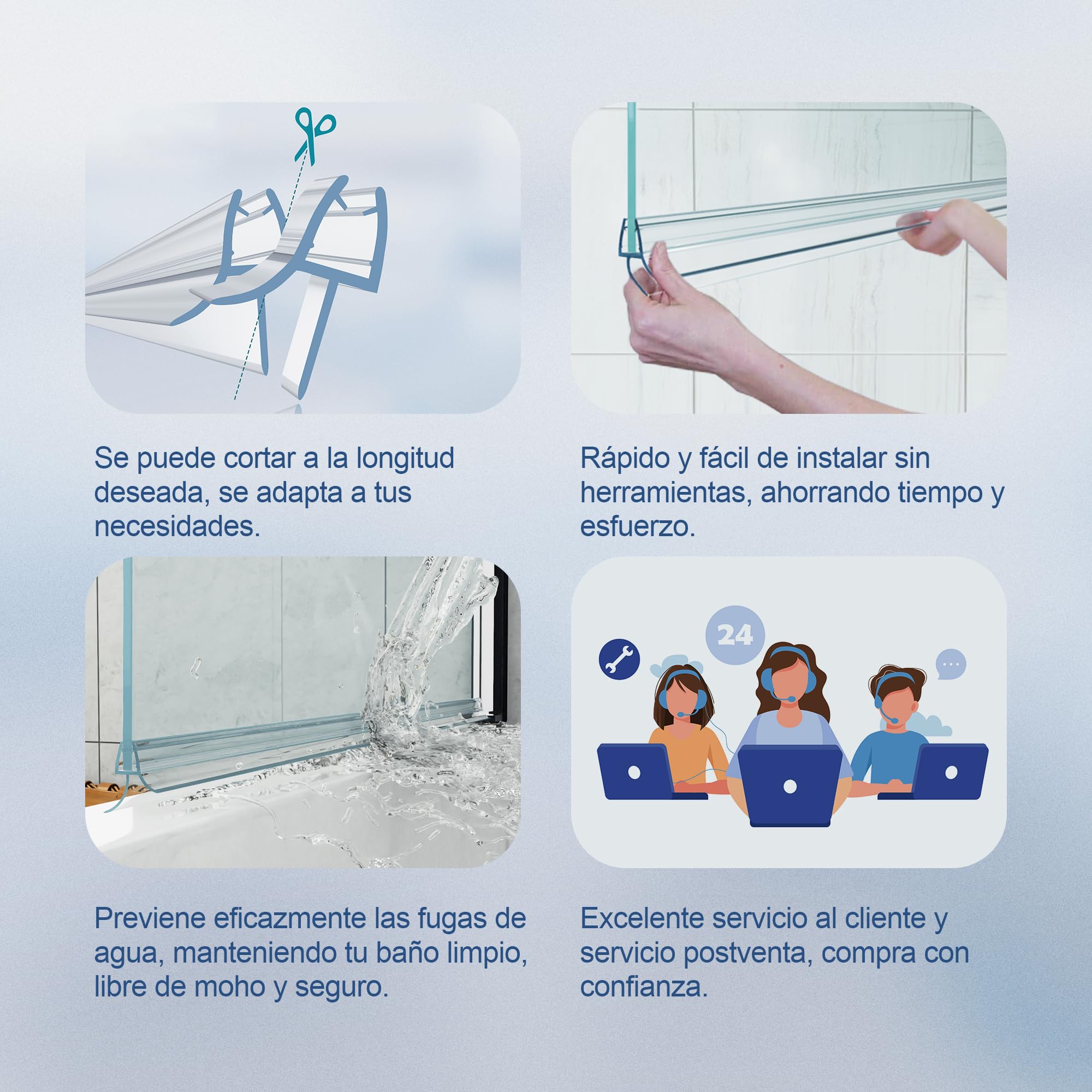 Junta para mampara de ducha HNNHOME de 4 a 6 mm, para vidrio recto o curvado, con separación de hasta 20 mm