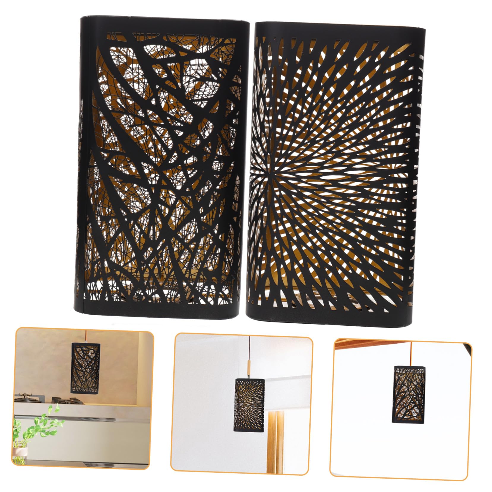 2 Piezas Pantallas De Lámpara Cuadradas y Huecas De Metal Negro Para Lámparas De Escritorio Pantalla De y Negra Para Iluminación De Oficina