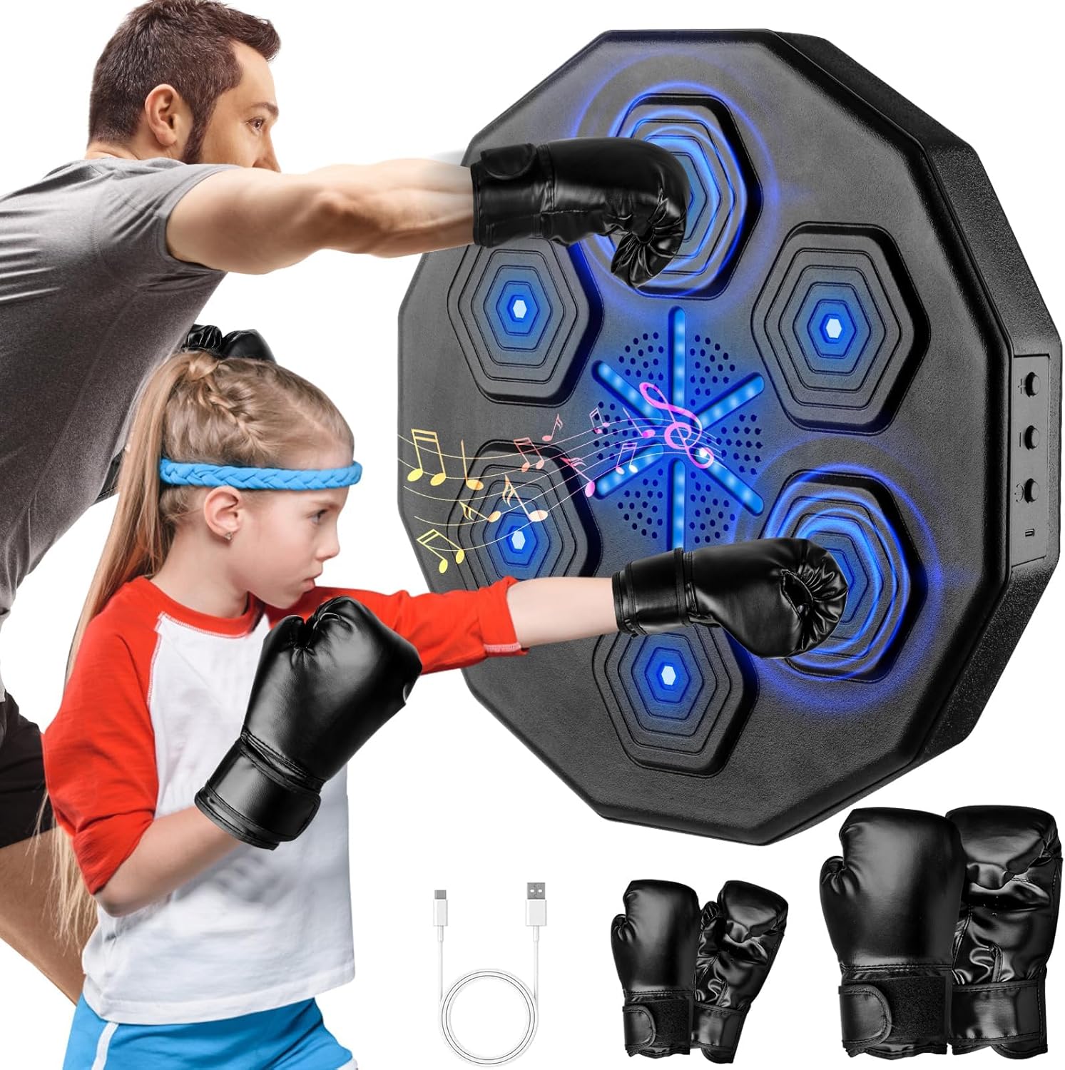 Beyn 2025 New Music Boxing Machine, Upgraded 2.0 Smart Bluetooth Music Boxing Parent-Child Games, Wall-Mounted Exercise Equipment for Home Exercise