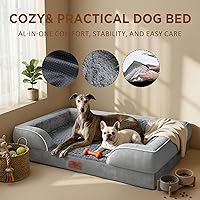 Vista 456 de Comfort Expression Cama ortopédica para perros extra grandes de 45 x 35 pulgadas, cama para mascotas XL de espuma tipo caja de huevos impermeable