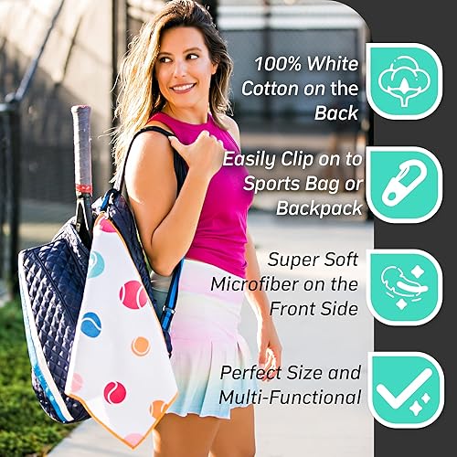 Miniatura 6 de Millie Rose - Toallas de pickleball con estampados de moda, bonitas toallas atléticas de microfibra y algodón de 15 x 17 pulgadas con clip de