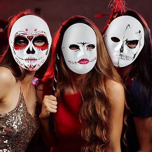 Miniatura 6 de Hiboom 80 máscaras faciales completas para bricolaje, máscaras de papel pintables, máscaras de papel maché, máscara de mascarada, máscara