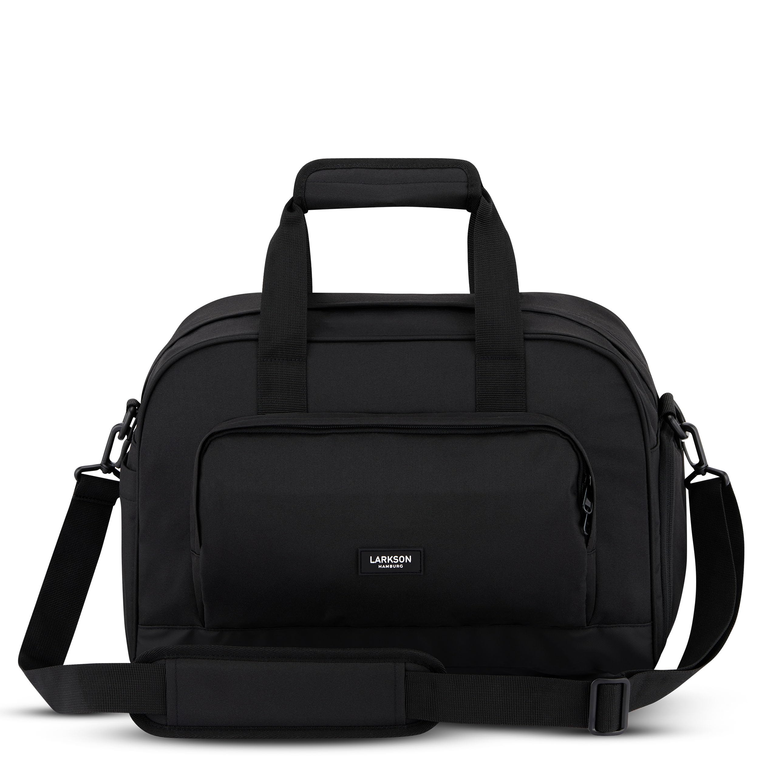 Larkson Holdall Finja Medium stylowa torba podróżna z przegródką na buty, weekendowa, z paskiem na kółkach, PET z recyklingu, wodoodporna, Czarny, Torba podróżna