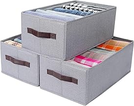 Lamok 6 Compartment Foldable Cardboard Wardrobe Clothes Organizer Washable Closet Storage Box For T-Shirt, Jeans, Pant, Baby Cloth (Pack Of 4, Grey)