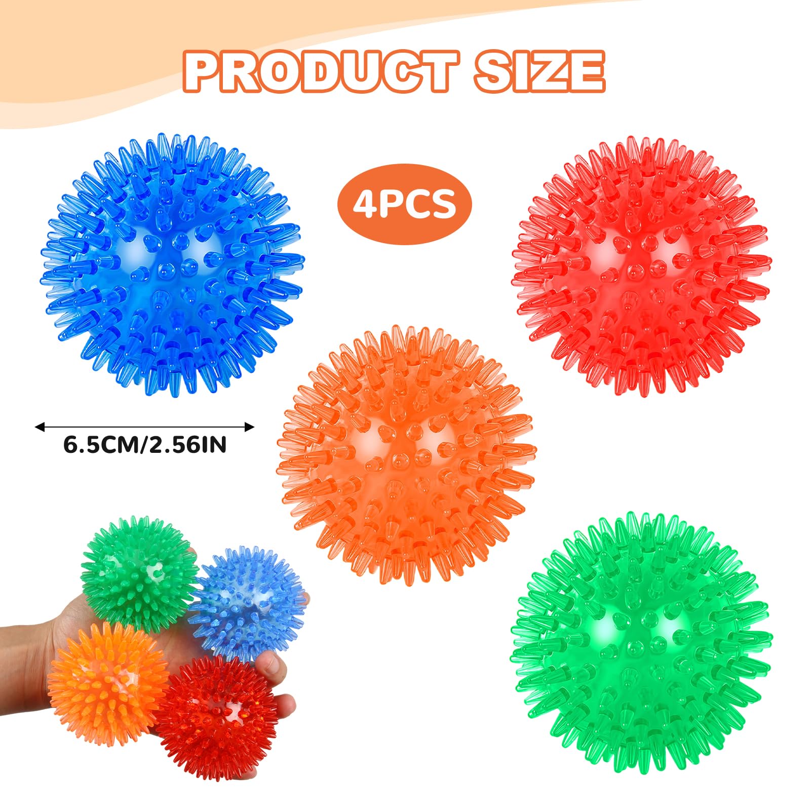4 Pack Squeaky Dog Ball Toys, Dogs Chew Spiky Ball, balles couinantes pour Chiens, Jouet de Piscine pour Chien Flottant, Jouets à mâcher de Chien pour l’Ennui